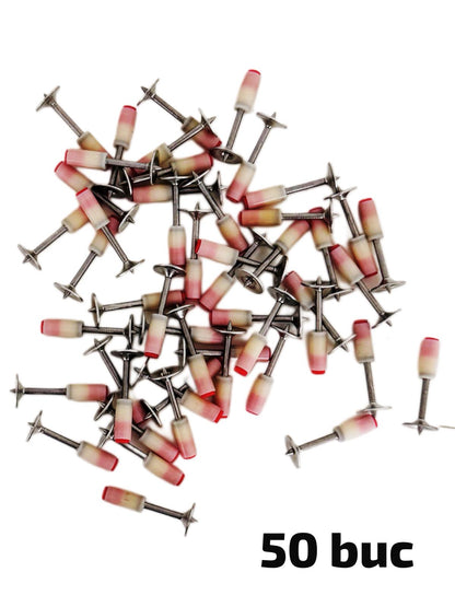 Set 50 cuie pentru pistol pneumatic, oțel galvanizat anticoroziv, cap ciupercă Ø7.2 mm, autopropulsare, mansoane anti-zgomot – fixare profesională