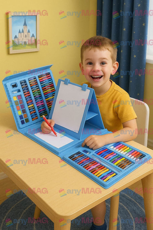 Set de Arta Creativa pentru Copii – 208 Piese – pictura si desen - albastru