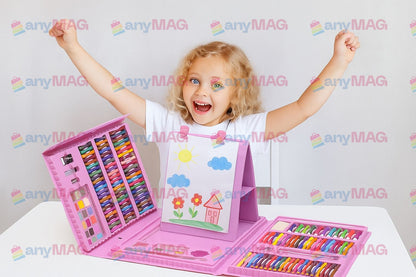 Set de Arta Creativa pentru Copii – 208 Piese – pictura si desen - roz