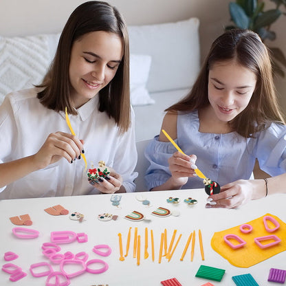 Set Creație Bijuterii din Lut Polimeric cu 24+ Culori, DIY Accesorii Handmade pentru Copii, Activitate Creativă și Educațională