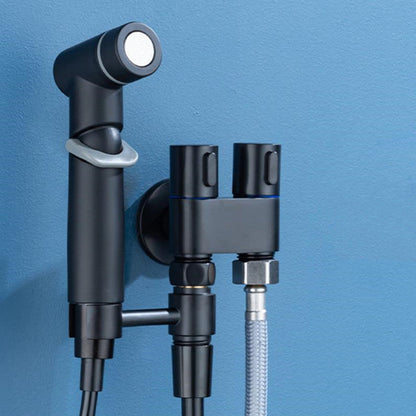 Set Complet Duș Igienic pentru Bideu și Baie din Inox Negru Mat, cu Robinet Încastrat și Baterie, Furtun Flexibil 1.5m, Kit Instalare Inclus, Design