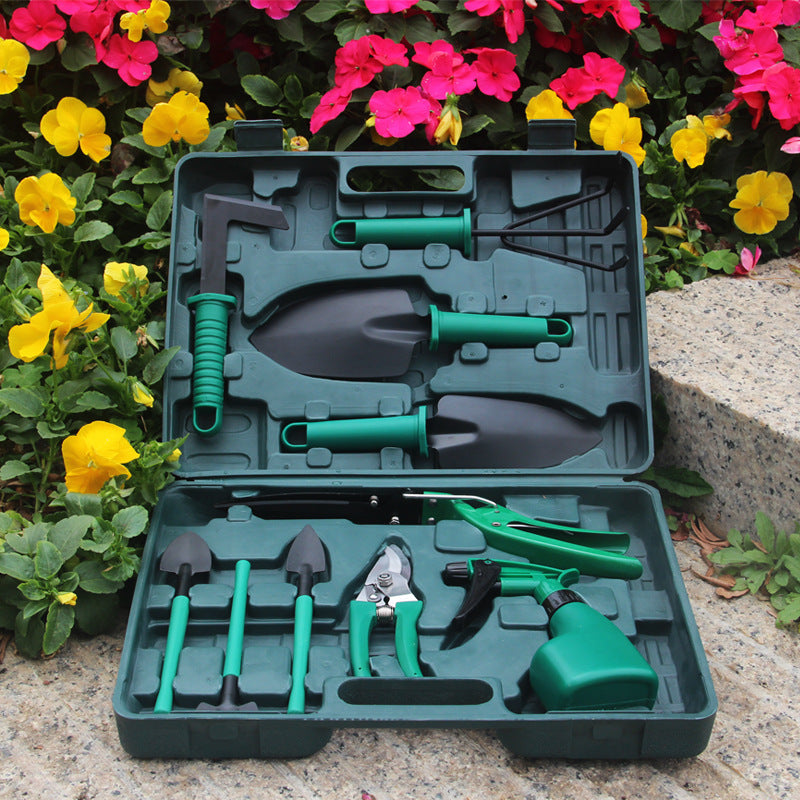Trusă Unelte Grădinărit 10 Piese din Oțel Inoxidabil cu Cutie de Transport – Set Complet pentru Plantare, Săpat și Îngrijirea Plantelor