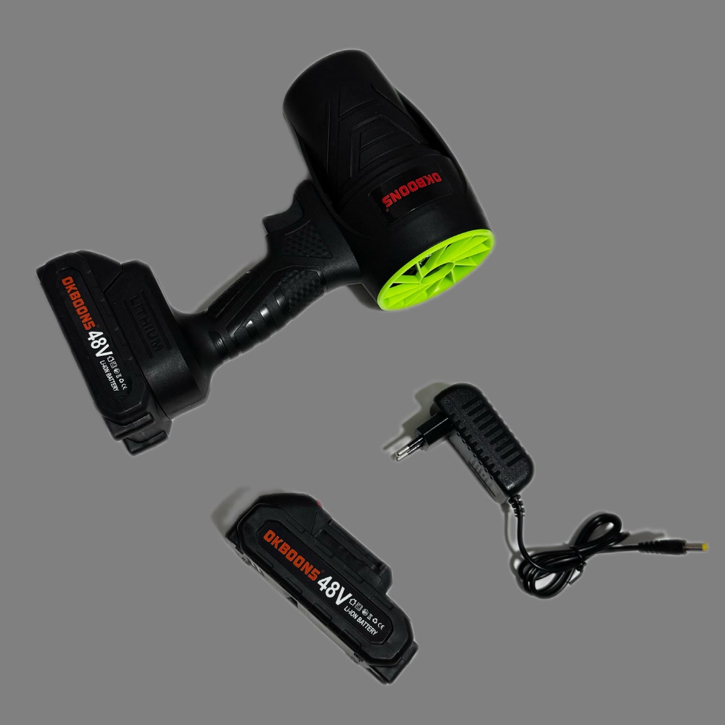 Suflanta aer profesionala portabila, indepartare apa, praf si zapada, 555 metri cubi negru, cu 2 acumulatori 48V + Acumulator Universal 48V