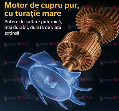 Suflanta aer profesionala portabila, indepartare apa, praf si zapada, 555 metri cubi negru, cu 2 acumulatori 48V + Acumulator Universal 48V F