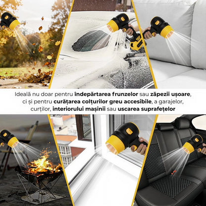 Suflantă Aer Turbo Portabilă 1050W, 34.000 RPM – 2 Acumulatori 48V, Compactă, Puternică, Fără Fir