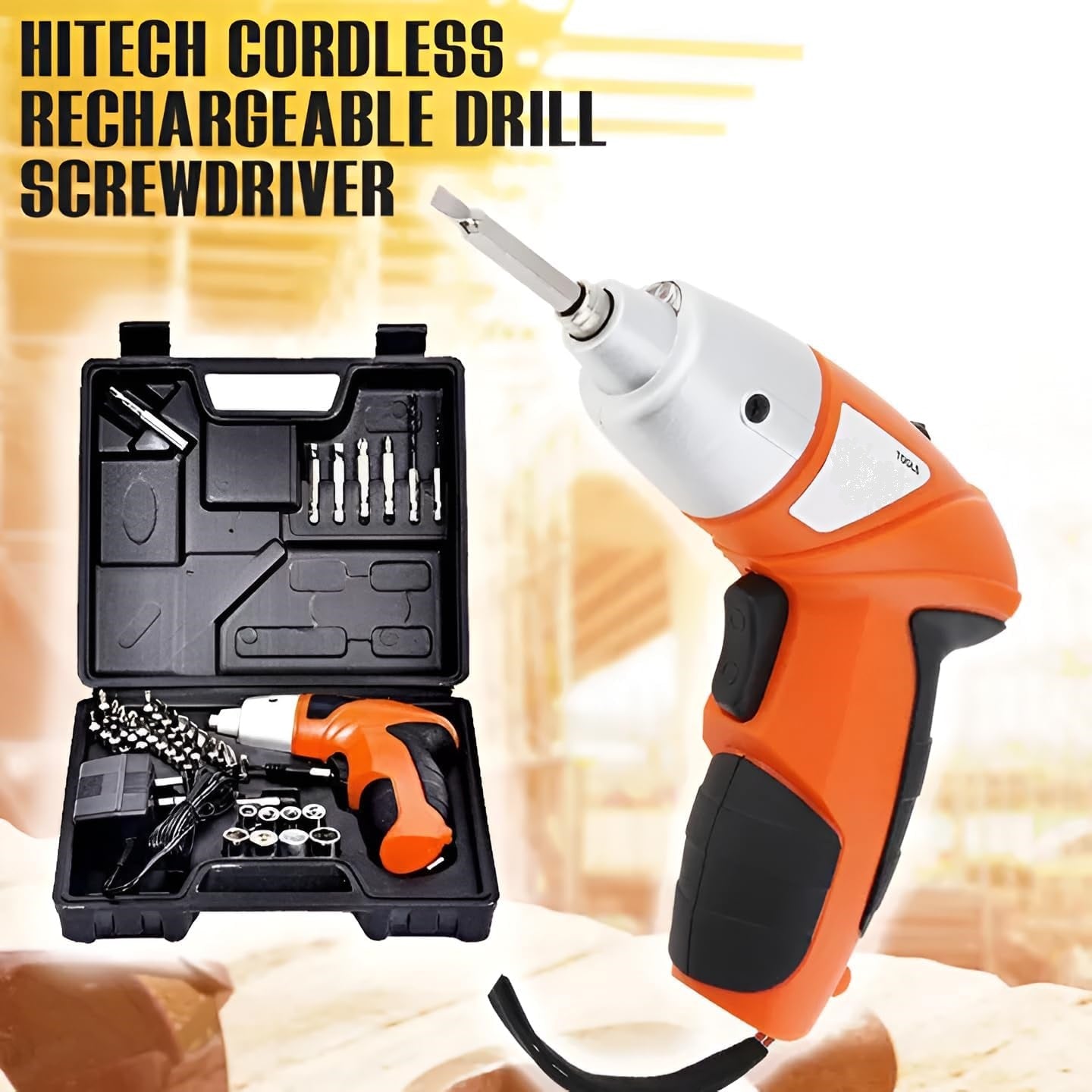 Set Șurubelniță Electrică Reîncărcabilă Fără Fir – 45 Accesorii, LED, 4.8V, Cuplu 3Nm, Ideal pentru Casă și DIY