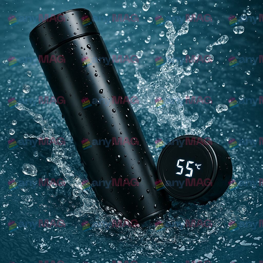 Termos Inteligent 500 ml cu Afișaj LED – Inox, Izolare dublă, Sită integrată