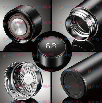 Termos Inteligent 500 ml cu Afișaj LED – Inox, Izolare dublă, Sită integrată