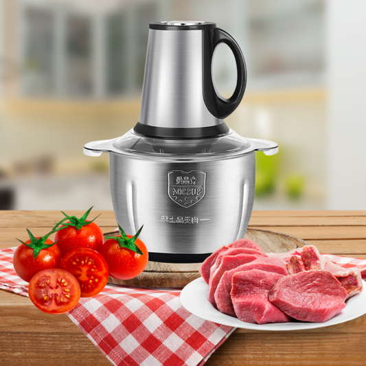 Tocător Electric 1000W cu Bol din Inox 3L – Pentru Carne, Legume, Fructe și Nuci, Lame Inox, Putere Mare, Uz Casnic și Profesional