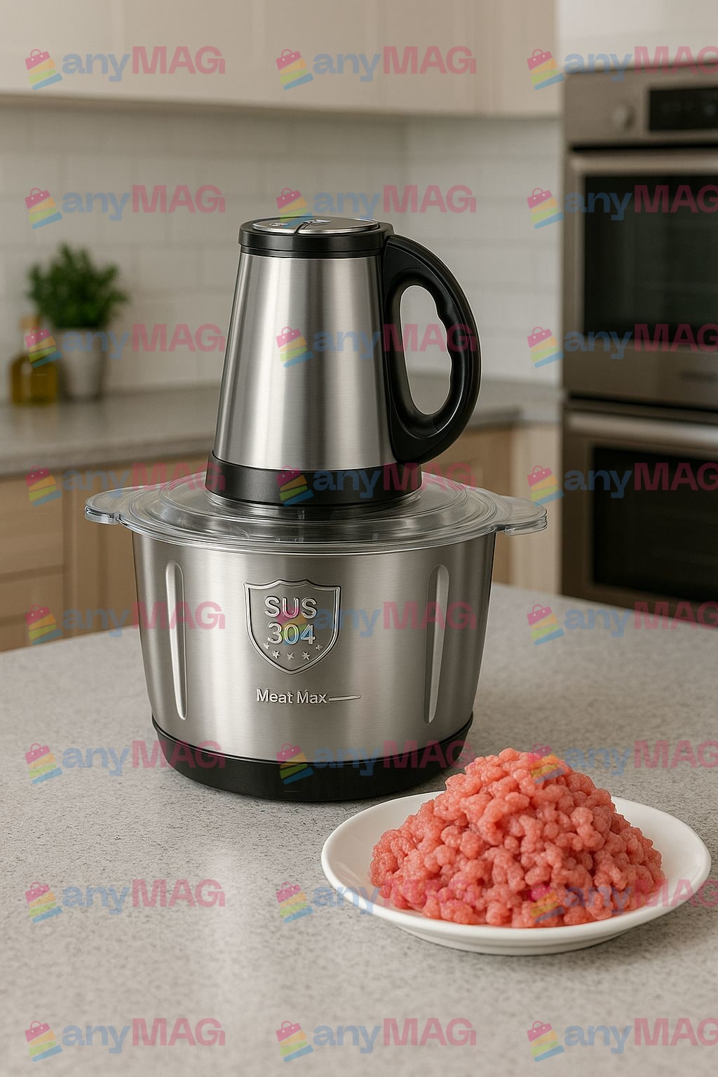 Tocător Electric Profesional 500W – Bol Inox 5L, 5 Lame Oțel, 3 Trepte Viteză – Carne & Legume