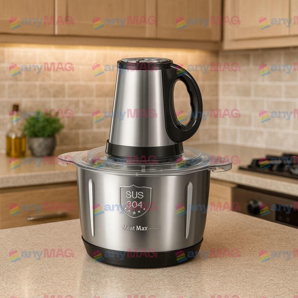 Tocător Electric Profesional 500W – Bol Inox 5L, 5 Lame Oțel, 3 Trepte Viteză – Carne & Legume