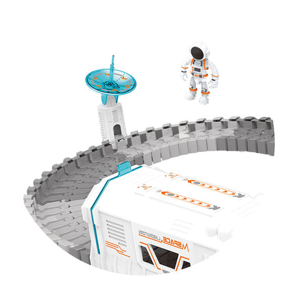 Set Pistă Spațială Flexibilă 109 Piese pentru Copii – Circuit Auto cu Loop 360°, Mașină cu Lumini, Stație Spațială și Astronaut | Jucărie Interactivă