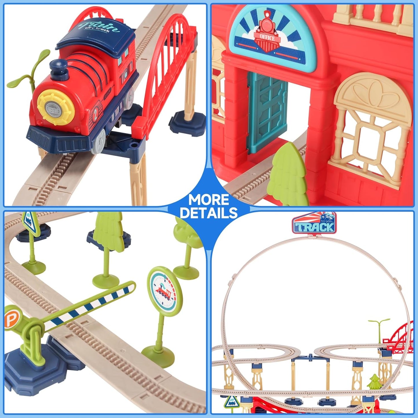 Set Trenuleț Electric cu Pistă și Accesorii – 161 Piese, Circuit Modular de Construcție, Jucărie Educativă STEM pentru Copii 3+ Ani