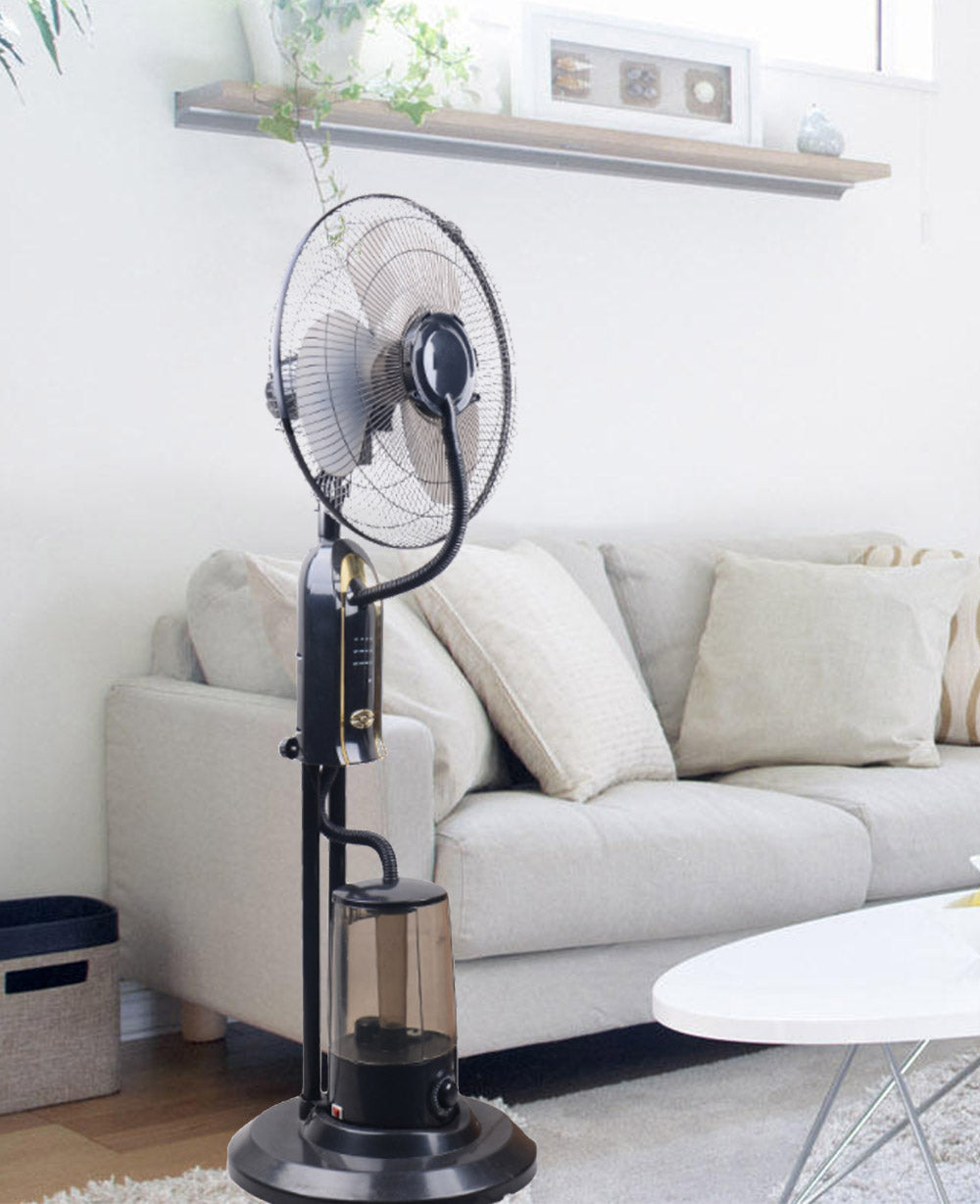 Ventilator cu Pulverizare Apă 2 în 1 și Telecomandă, 75W, Rezervor 3.2L, 3 Viteze, Timer, Umidificare și Răcire pentru Casă sau Terasă