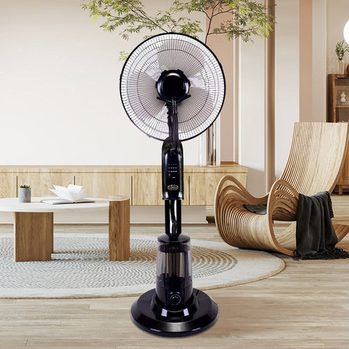 Ventilator cu Pulverizare Apă 2 în 1 și Telecomandă, 75W, Rezervor 3.2L, 3 Viteze, Timer, Umidificare și Răcire pentru Casă sau Terasă